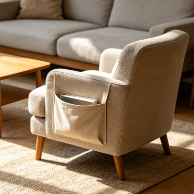 Compact Living Room Chair with Storage Pocket
